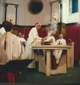 Bishop Owen blessing the new altar